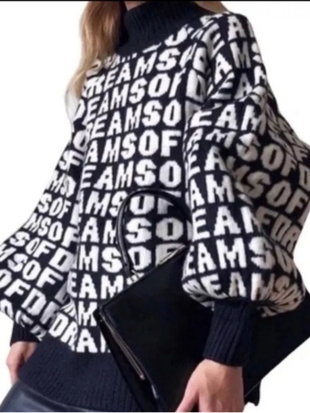 H&M Navy & White Graphic Knit Sweater